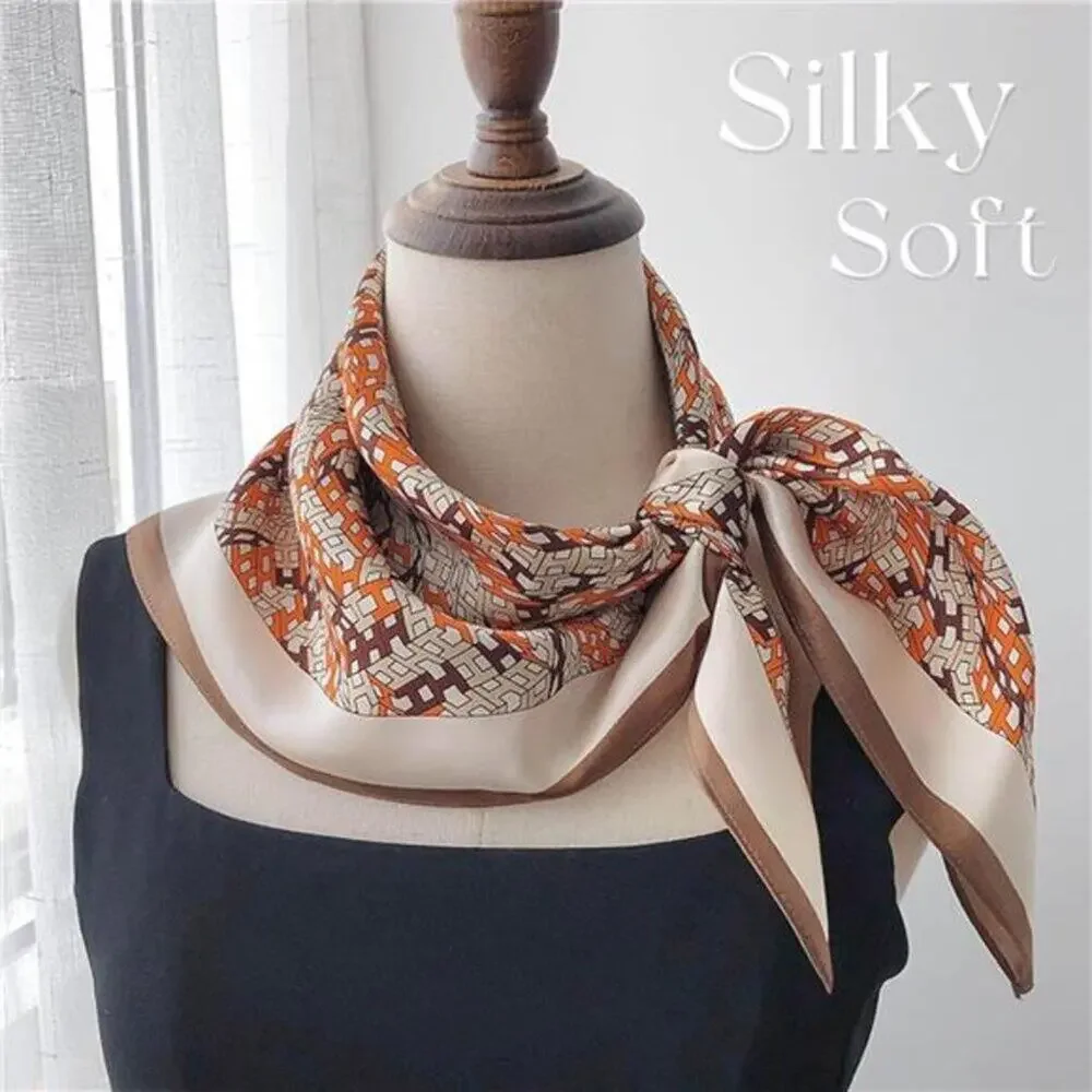 Hair Bandanas Scarf For Women Lightweight Orange Fashion Neck Silk Satin Head